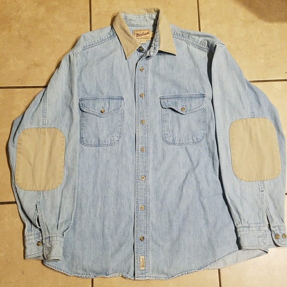 denim shirt with elbow patches